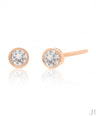 14K Gold 0.10 Ct. Genuine Diamond Round Bezel Set Studs Fine Jewelry