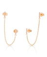 14K Gold 0.10 Ct. Genuine Diamond Double Bar Chain Earrings Fine Jewelry