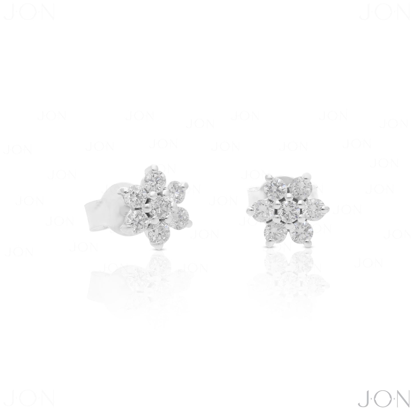 14K Gold 0.70 Ct. Genuine Diamond Floral Shape Studs Earrings Fine Jewelry