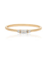 14K Gold 0.10 Ct. Genuine Baguette and Round Diamond Simple Ring Size- 3 to 8 US