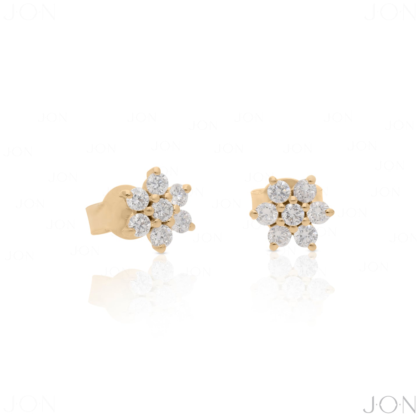 14K Gold 0.70 Ct. Genuine Diamond Floral Shape Studs Earrings Fine Jewelry