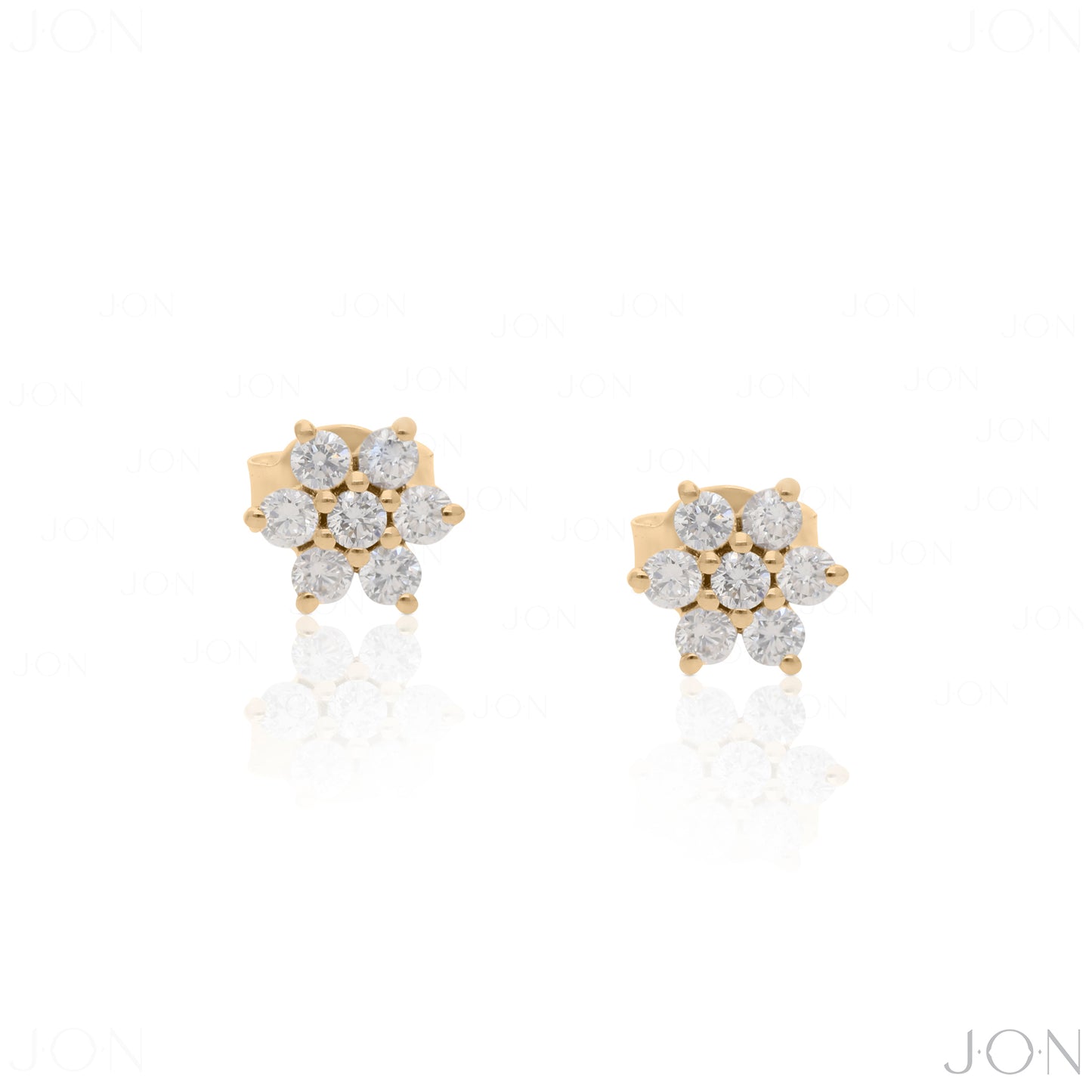 14K Gold 0.70 Ct. Genuine Diamond Floral Shape Studs Earrings Fine Jewelry