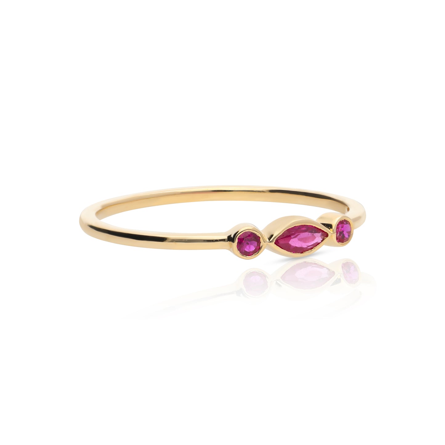 14K Gold 0.16 Ct. Genuine Pink Tourmaline Gemstone Promise Ring Fine Jewelry