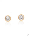 14K Gold 0.10 Ct. Genuine Diamond Round Bezel Set Studs Fine Jewelry