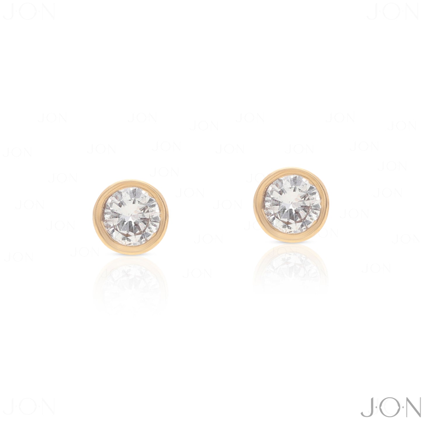 14K Gold 0.10 Ct. Genuine Diamond Round Bezel Set Studs Fine Jewelry