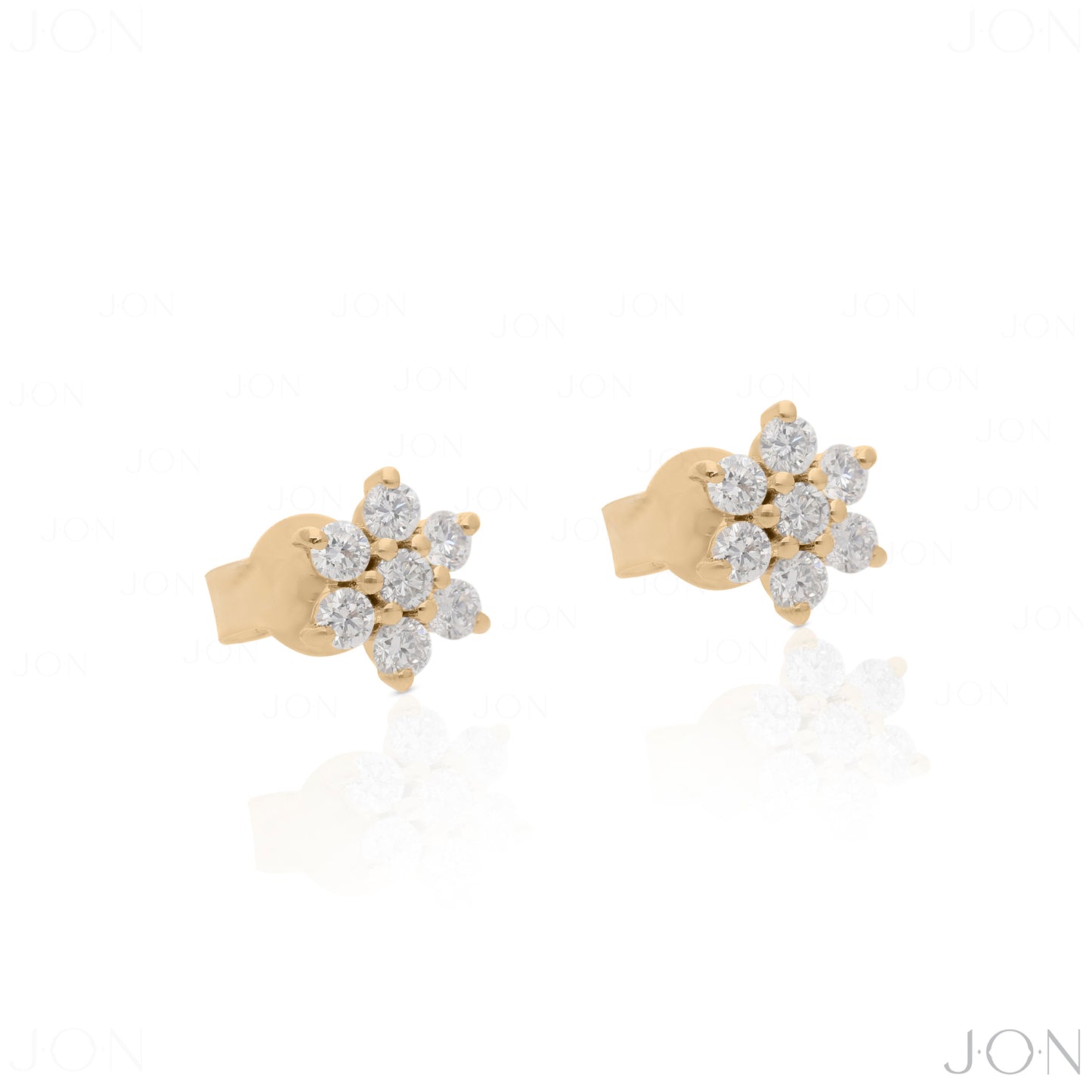 14K Gold 0.70 Ct. Genuine Diamond Floral Shape Studs Earrings Fine Jewelry