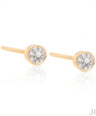 14K Gold 0.10 Ct. Genuine Diamond Round Bezel Set Studs Fine Jewelry