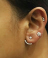 14K Gold 0.70 Ct. Genuine Diamond Floral Shape Studs Earrings Fine Jewelry