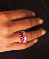 14k Gold Ruby Oval Eternity Band - Genuine Gemstone Ring, Wedding Band