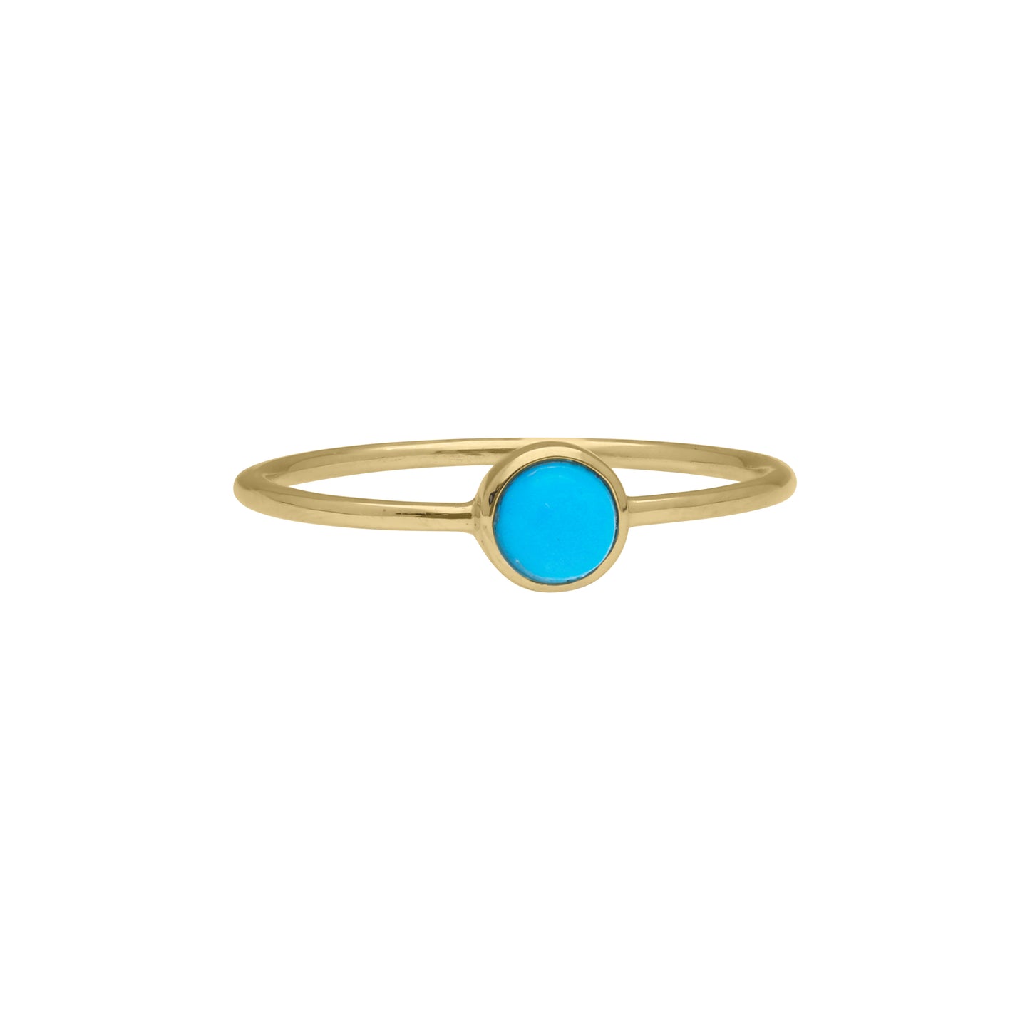 14K Gold 0.32 Ct. Solitaire Genuine Turquoise Gemstone Wedding Ring Fine Jewelry