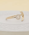 14K Gold 0.10 Ct. Genuine Diamobnd Crescent Moon Open Cuff Ring Size-3 to 8 US