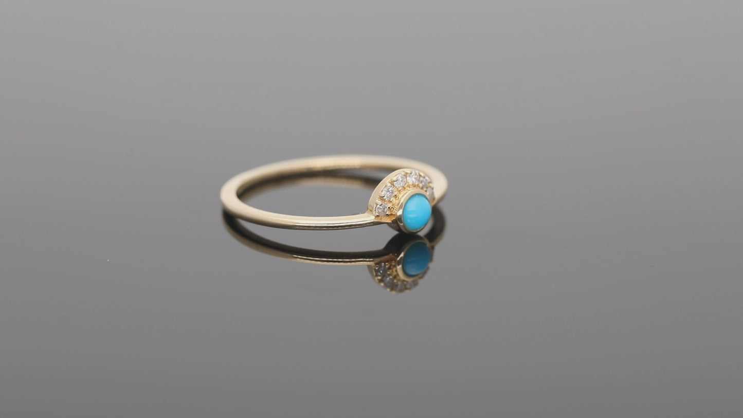 Half-Halo Turquoise Ring