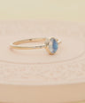 14K Gold Genuine Diamond - Rainbow Moonstone Delicate Wedding Ring Fine Jewelry