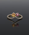 14K Gold Genuine Opal And Emerald Gemstone V Shape Chevron Ring Fine Jewelry