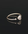14K Gold 0.10 Ct. Genuine Diamond Heart Design Open Cuff Ring Wedding Gift