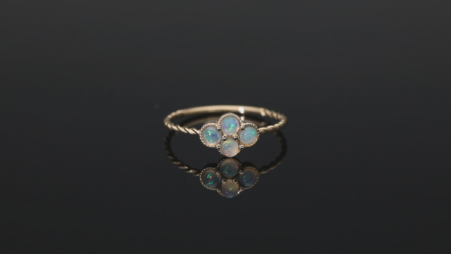 Four Leaf Clover Opal Ring