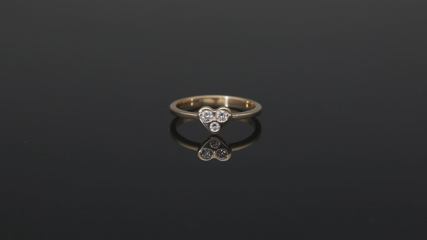 14K Gold 0.08 Ct. Genuine Diamond Heart Design Wedding Ring Fine Jewelry
