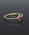 14K Gold Genuine Diamond And Ruby July Birthstone Rhombus Shape Wedding Ring