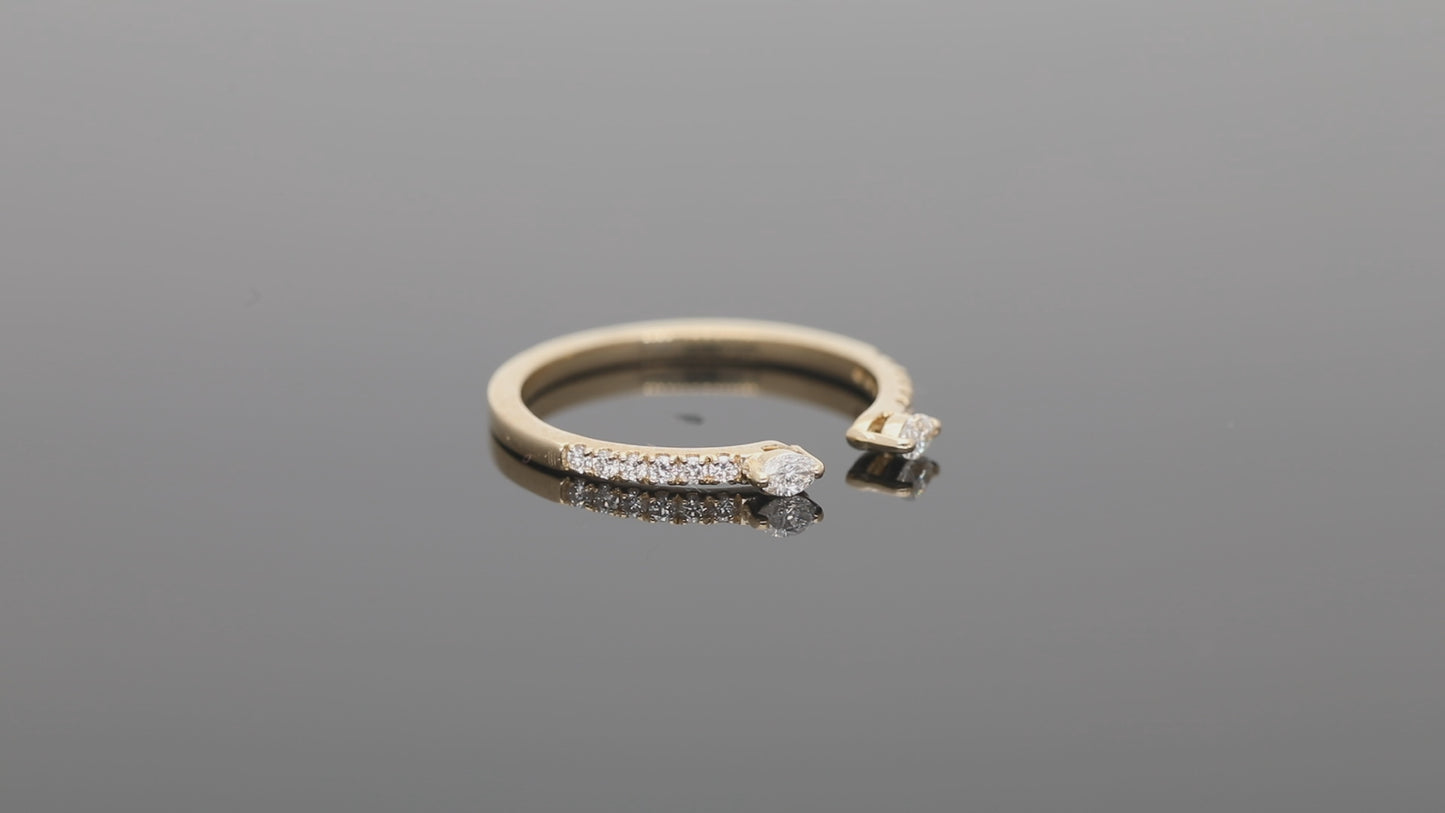 Marquise Diamond Open Cuff Ring