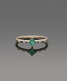 14K Gold Genuine Diamond And Square Shape Emerald Gemstone Wedding Fine Ring