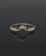 14K Gold 0.10 Ct. Genuine Diamond Chevron Ring Fine Jewelry Size - 3 to 8 US