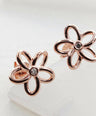 14K Gold 0.05 Ct Natural Diamond Flower Design Mini Studs Earrings-Jewelzofny