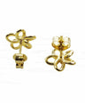 14K Gold 0.05 Ct Natural Diamond Flower Design Mini Studs Earrings-Jewelzofny