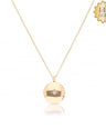 14K Gold 0.02Ct Natural Diamond Engraved Starburst Locket Necklace-Jewelzofny