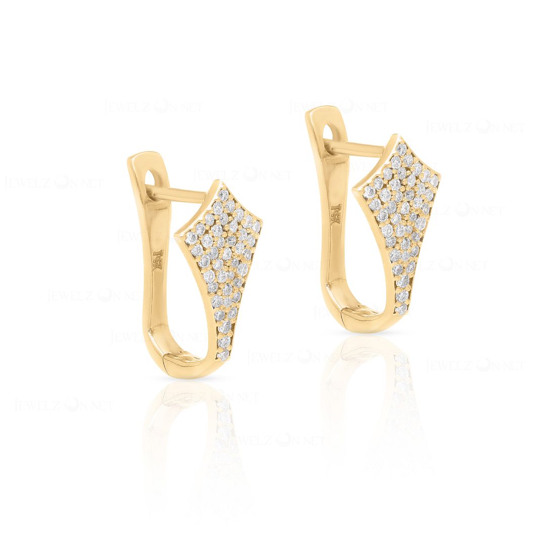 14K Gold 0.24 Ct. Genuine Diamonds Mini Snake Earrings Fine Jewelry