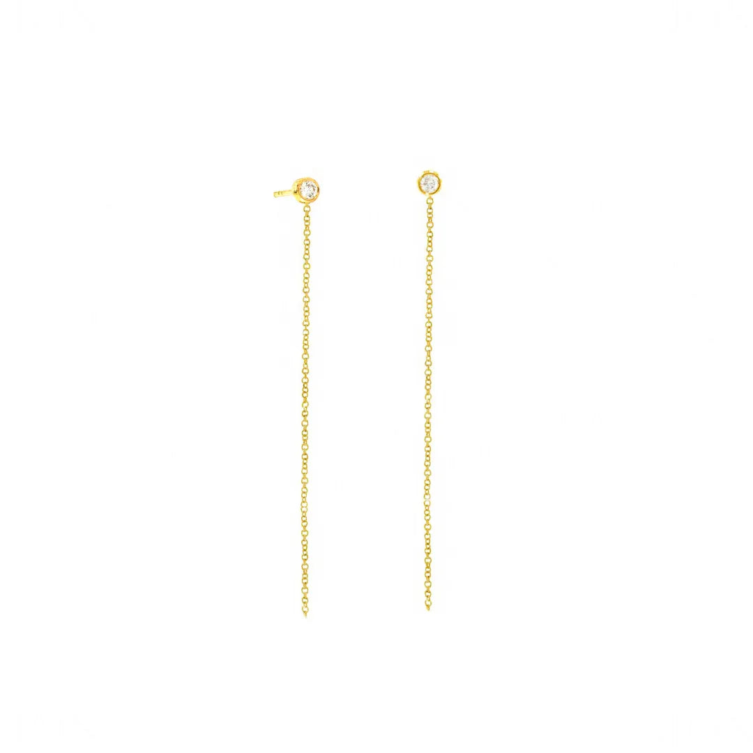 Bezel Diamond Thread Earrings