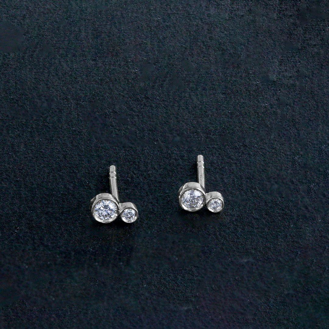 950 Platinum 0.12 Ct. Genuine Diamond Minimalist Stud Earrings Fine Jewelry