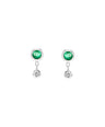 Bezel Drop Earring|14k Gold, Emerald, Diamond