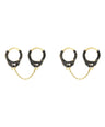 Double Piercing Handcuff Earrings|14k Gold, Black Diamond