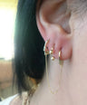 Double Piercing Handcuff Earrings|14k Gold, Black Diamond