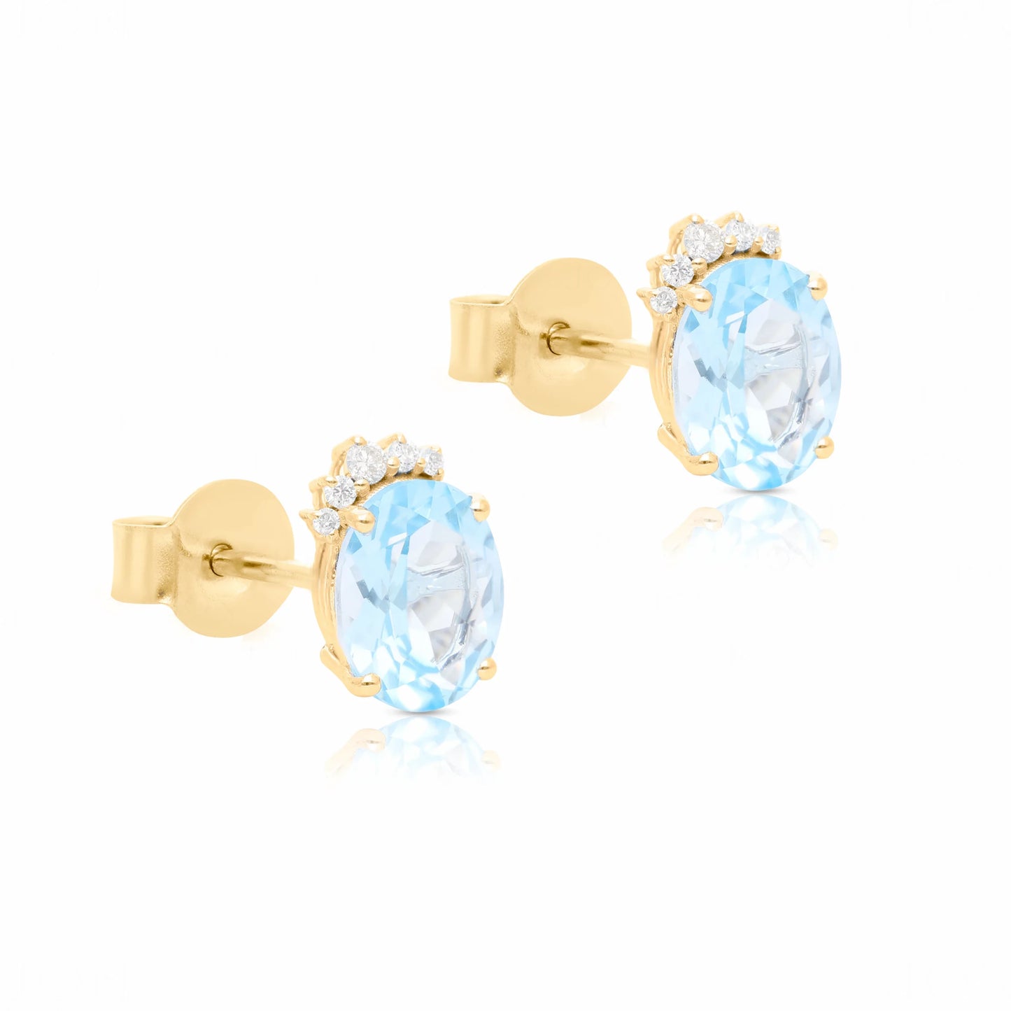 Oval Blue Topaz Stud