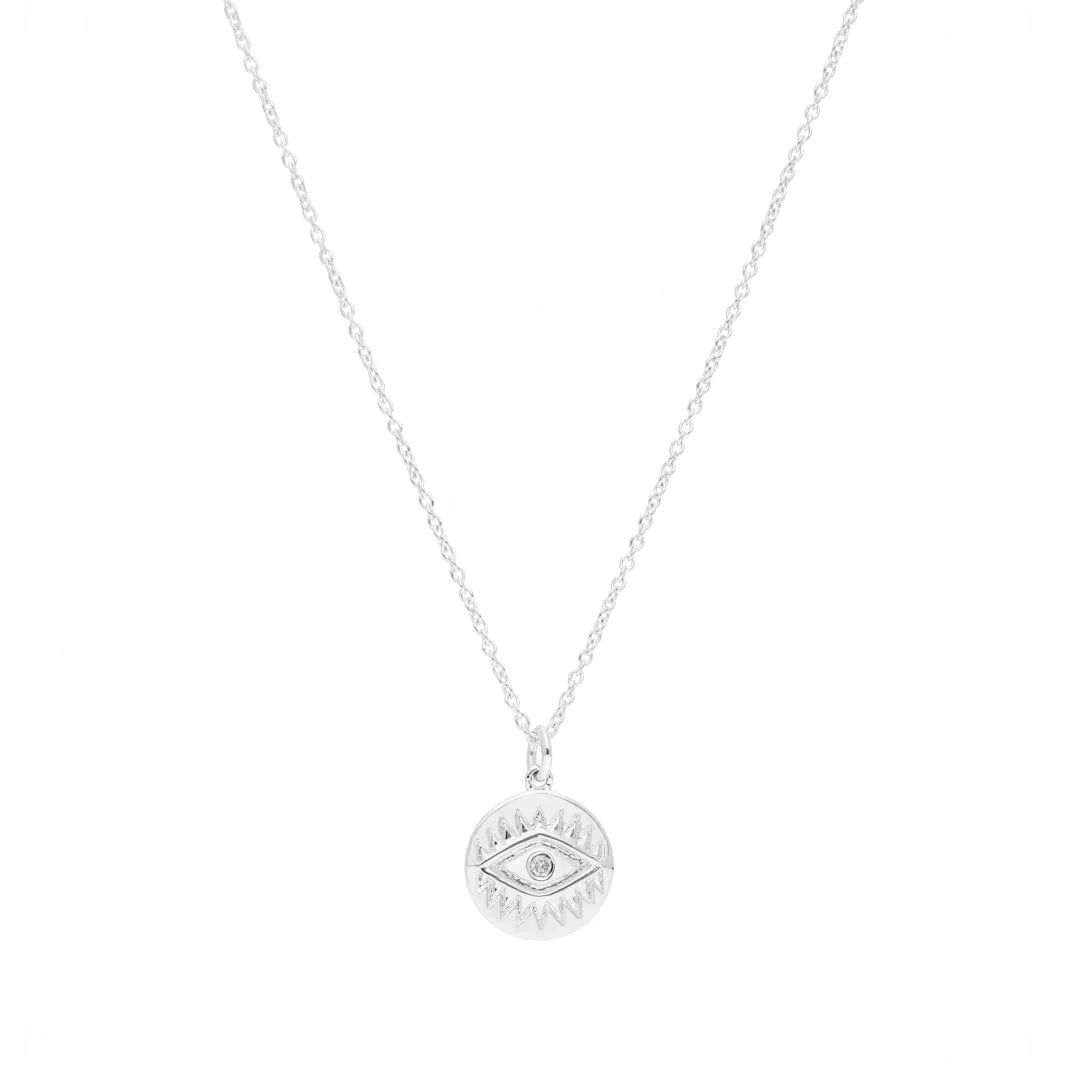 Diamond Evil Eye Disc Pendant