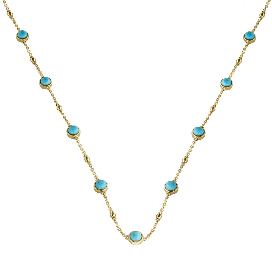 Bezel Turquoise Stationed Necklace