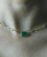 Emerald Paperclip Chain Pendant