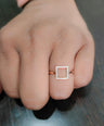 14K Gold 0.14 Ct. Genuine Diamond Square Shape Ring Fine Jewelry Size- 3 to 8 US