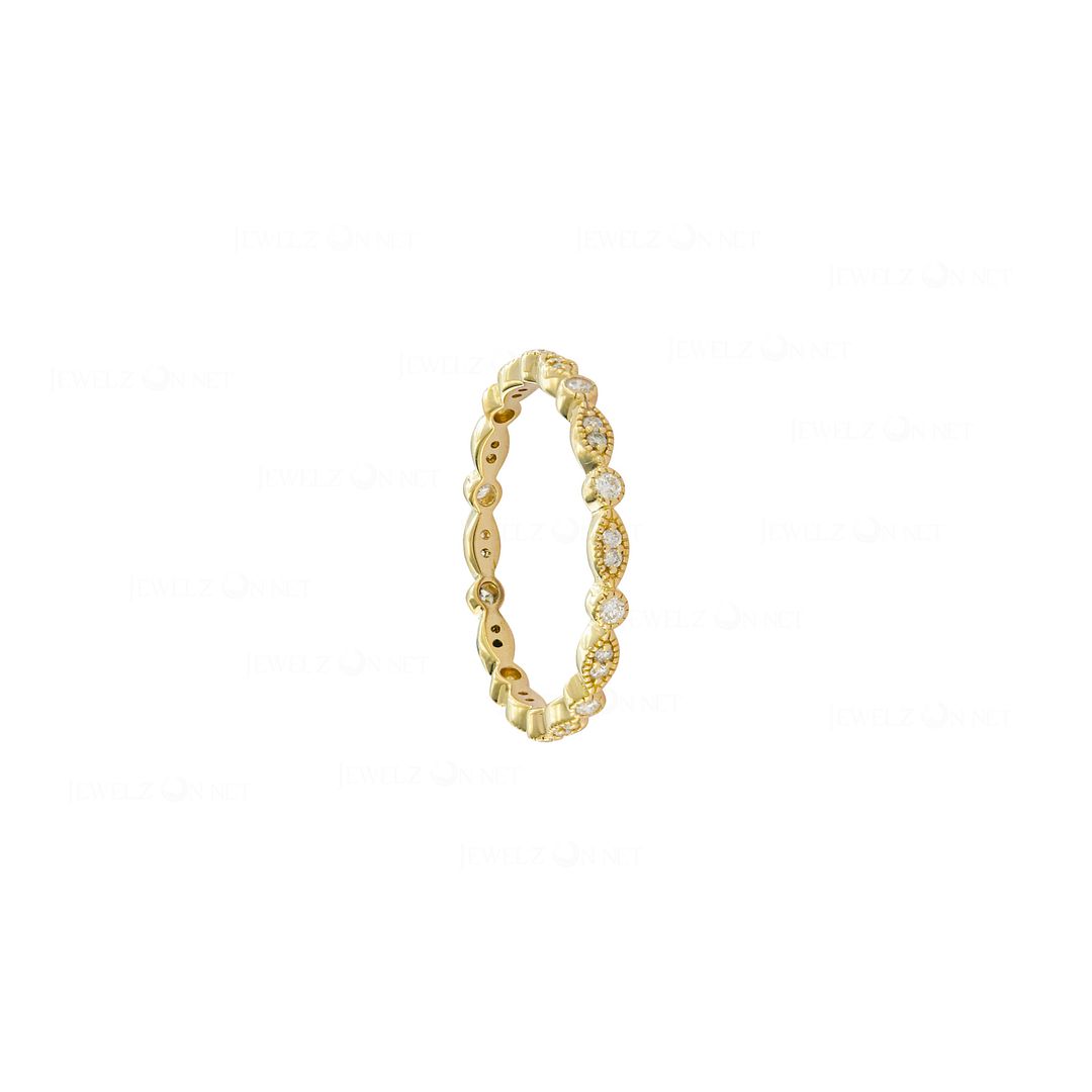 14K Yellow Gold 0.25 Ct Diamond Milgrain Eternity Wedding Ring Jewelry Size 8 US