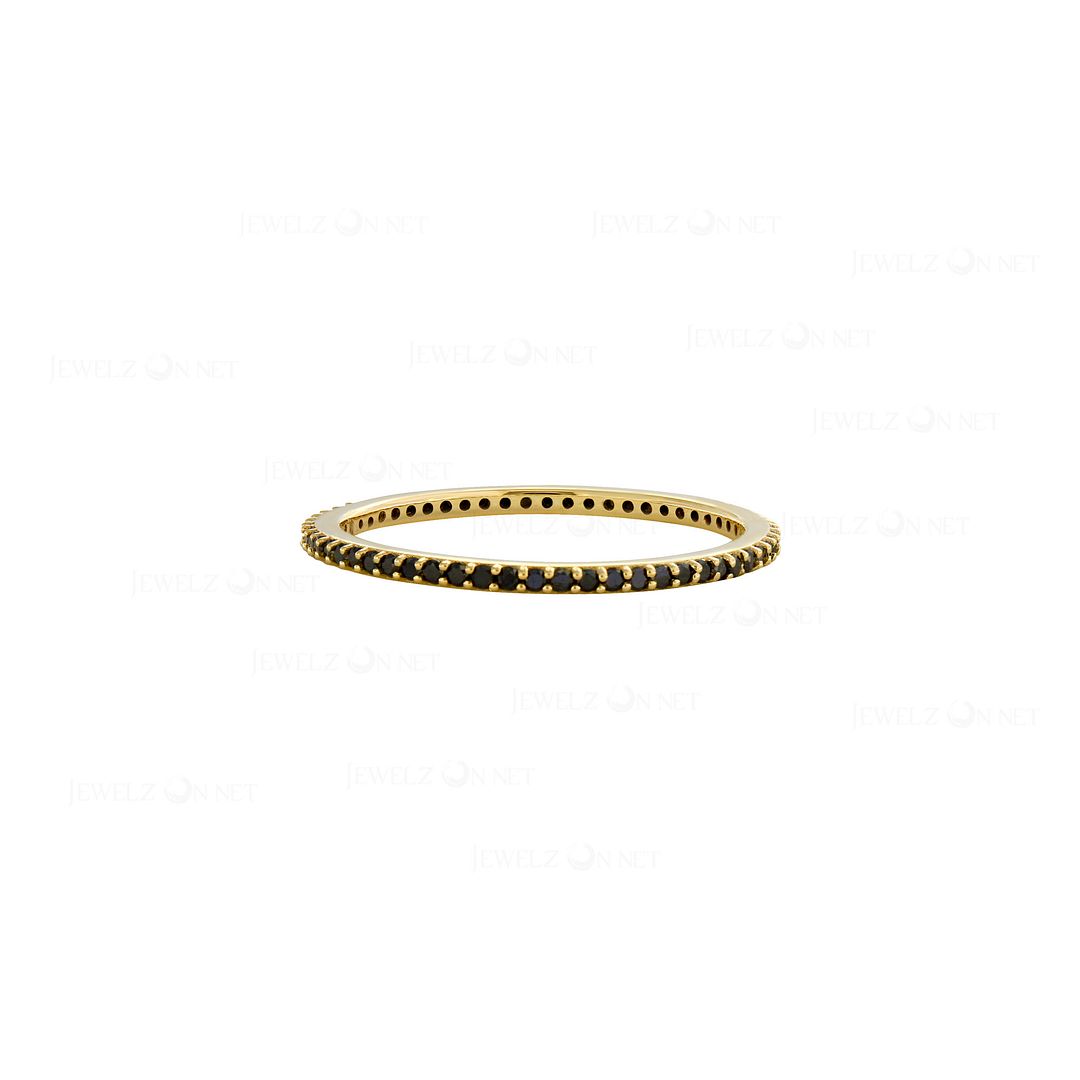 14K Yellow Gold 0.40 Ct. Black Diamond Eternity Band Ring Fine Jewelry Size 9 US