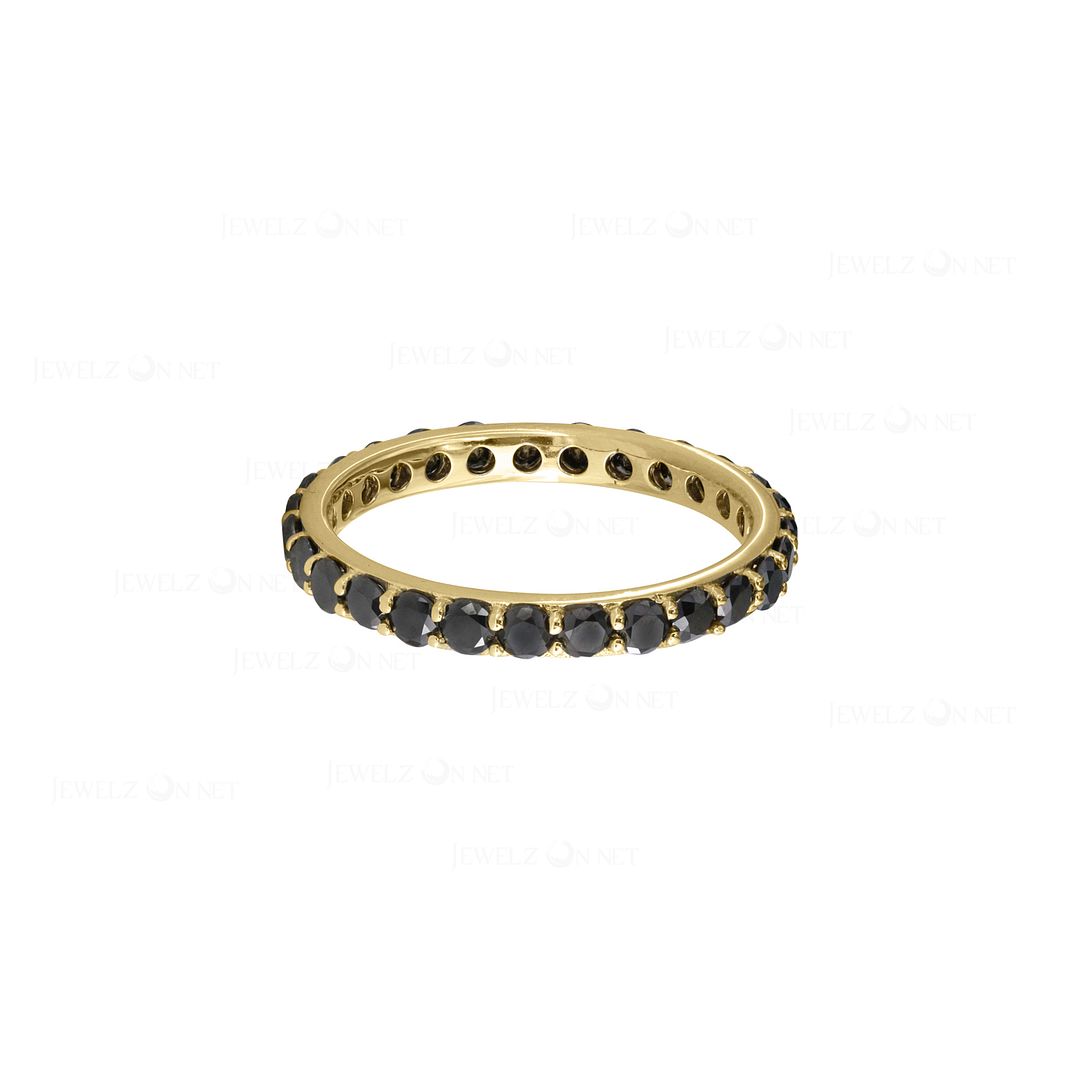 14K Yellow Gold 2.00 Ct. Genuine Black Diamond Eternity Band Ring Jewelry-9 US