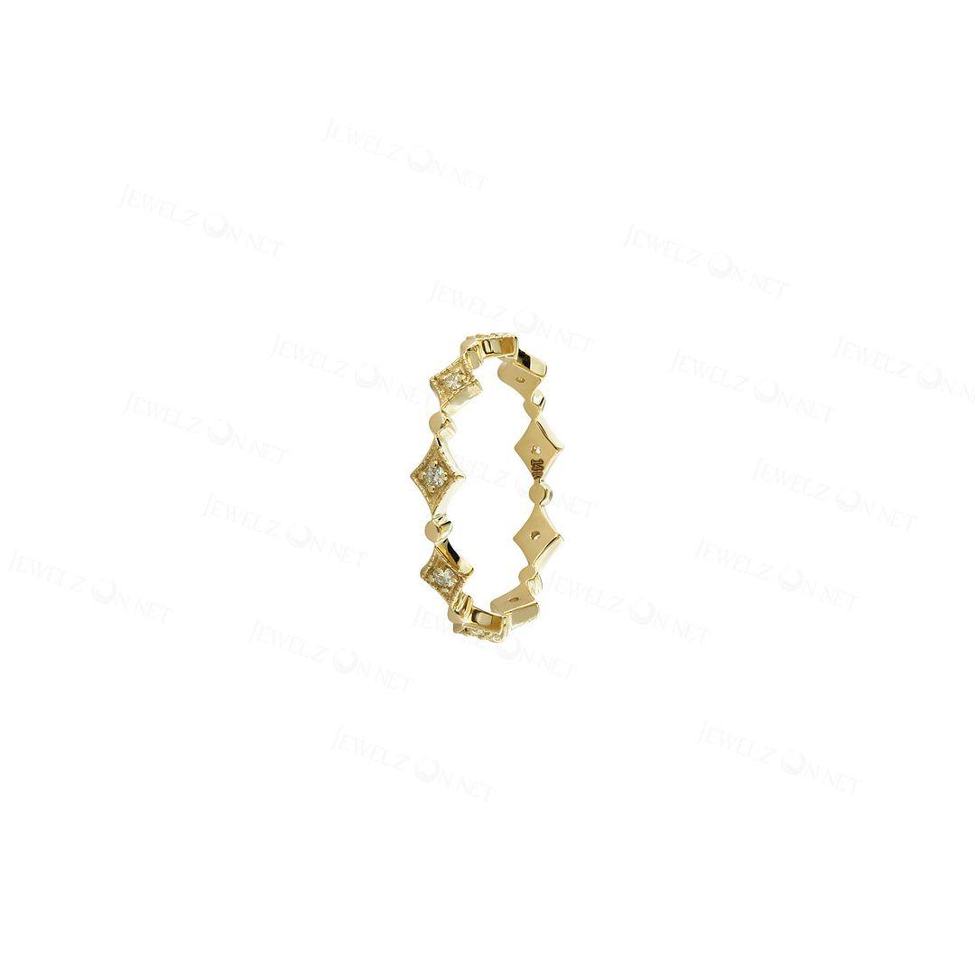 14K Yellow Gold 0.10 Ct. Genuine Diamond Wedding Eternity Band Ring -5.5 US