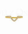 14K Yellow Gold 0.12 Ct. Genuine Diamond Chevron Design Ring -5 US