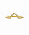 14K Yellow Gold 0.12 Ct. Genuine Diamond Chevron Design Ring -5 US