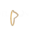 14K Yellow Gold 0.12 Ct. Genuine Diamond Chevron Design Ring -5 US