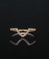 14K Yellow Gold 0.12 Ct. Genuine Diamond Chevron Design Ring -5 US