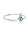 950 Platinum Genuine Diamond And Emerald May Birthstone Horseshoe Ring Jewelry