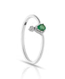 950 Platinum Genuine Diamond And Emerald May Birthstone Horseshoe Ring Jewelry