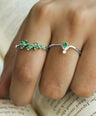 950 Platinum Genuine Diamond And Emerald May Birthstone Horseshoe Ring Jewelry